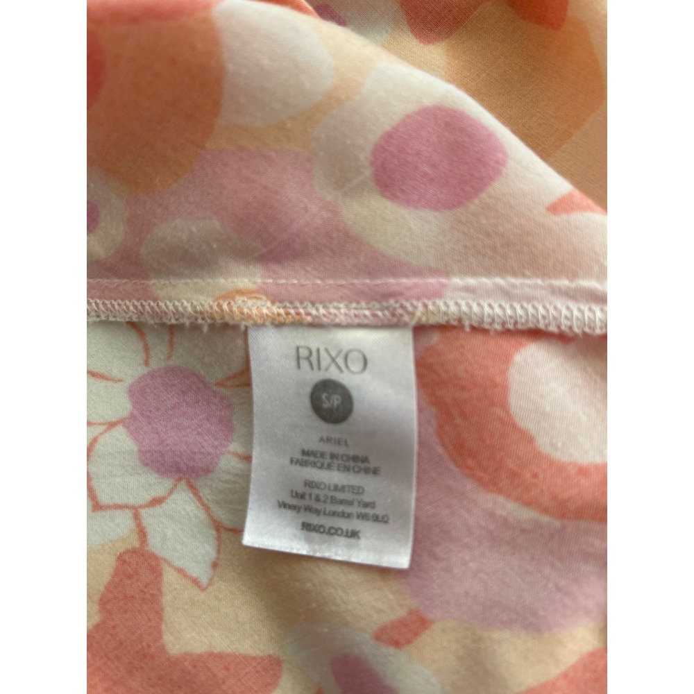 RIXO Ariel Floral Midi Dress Pink Orange Yellow Size S Mod Retro Flower Power - Picture 4 of 12